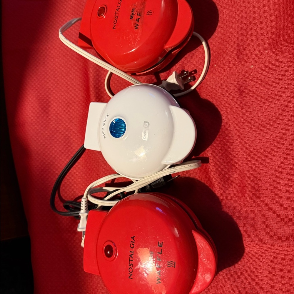 Nostalgia Red and White Waffle Maker Set